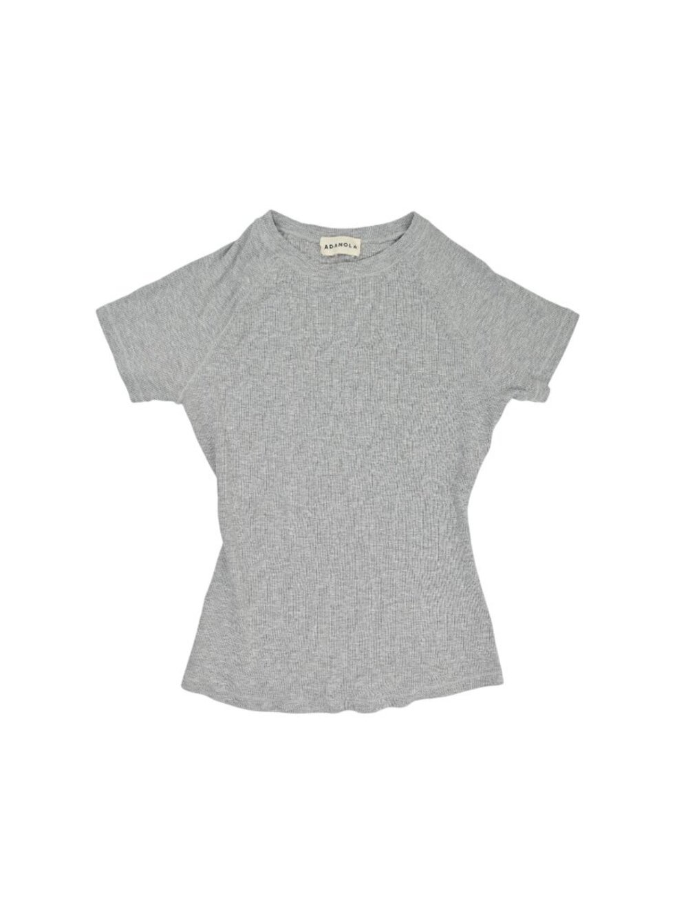 Adanola Rib Raglan Short Sleeve Top in Grey Melange